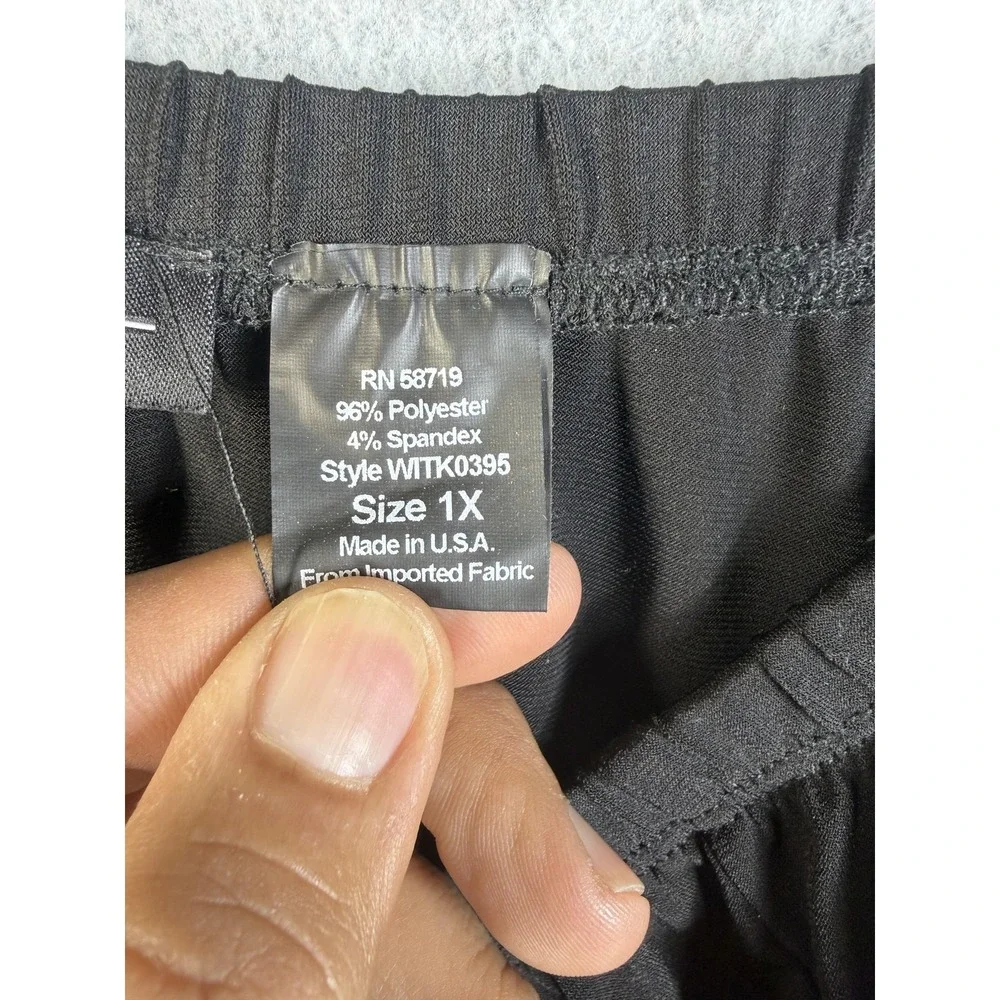 Notations Skirt Womens 1X Black A Line‎ Midi Elastic Waist Stretch Made USA